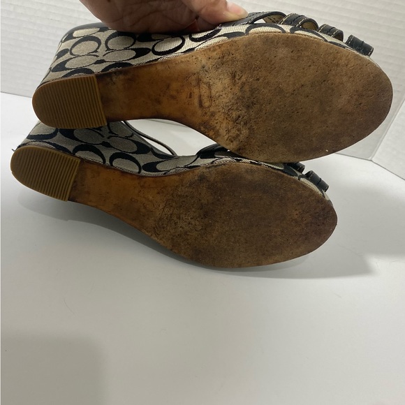 COACH Signature Vintage Katherine Wedge Sandals Black Size 9 - Picture 8 of 8